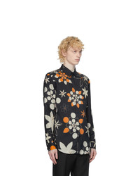 Fendi Black Silk Floral Shirt