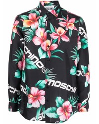 Moschino Floral And Logo Silk Shirt