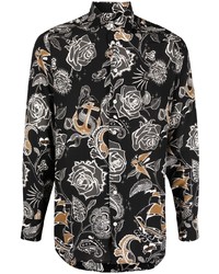 Etro Rose Print Silk Button Up Shirt