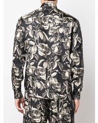 Roberto Cavalli Rose Print Silk Shirt