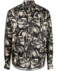 Roberto Cavalli Rose Print Silk Shirt