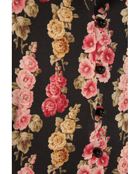 Vilshenko Anais Floral Print Silk Georgette Maxi Dress Black