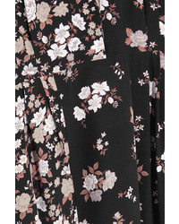 Golden Goose Deluxe Brand Floral Print Silk Crepe De Chine Maxi Dress Black