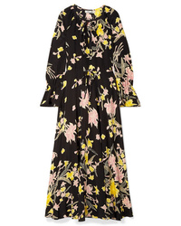 Diane von Furstenberg Floral Print Silk De Chine Maxi Dress