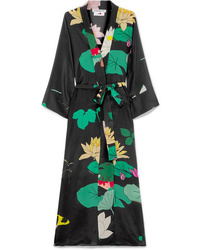 BERNADETTE Floral Print Silk De Chine Wrap Midi Dress