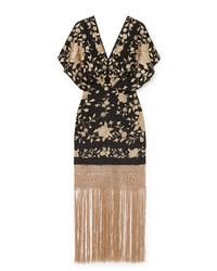 Johanna Ortiz Macram Trimmed Embroidered Silk Maxi Dress