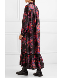 McQ Alexander McQueen Med Floral Print Silk Maxi Dress