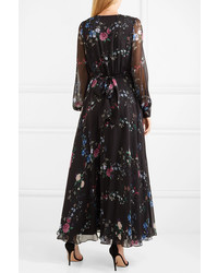 Equipment Tabitha Simmons Clee Ruffled Floral Print Silk Chiffon Maxi Dress