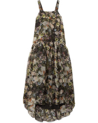 Adam Lippes Tiered Floral Print Silk Organza Maxi Dress