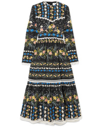 Erdem Med Floral Print Silk Midi Dress