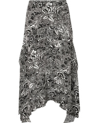 JW Anderson Asymmetric Printed Silk Midi Skirt