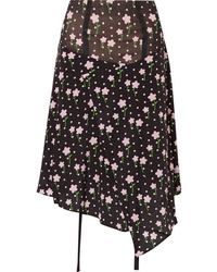Sandy Liang Norman Floral Print Silk De Chine Skirt