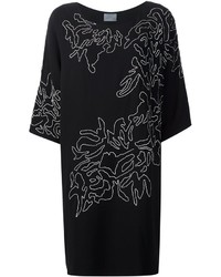 Black Floral Silk Shift Dress