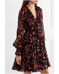 Giambattista Valli Floral Print Silk Tte Mini Dress