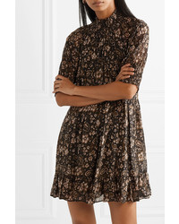 Ulla Johnson Josie Smocked Floral Print Silk Tte Mini Dress