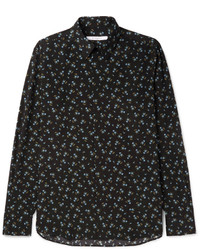 Black Floral Silk Shirt