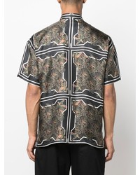 Les Hommes Floral Short Sleeve Silk Shirt