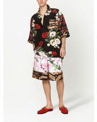 Dolce & Gabbana Rose Print Silk Hawaii Shirt