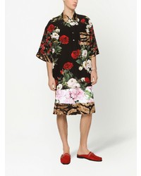 Dolce & Gabbana Rose Print Silk Hawaii Shirt