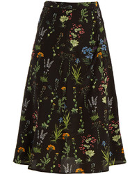 Altuzarra Flora Ruched Seam Floral Print Silk Skirt