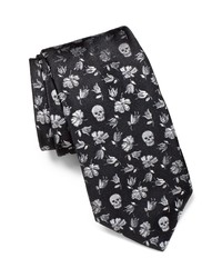 John Varvatos Star USA Floral Skull Silk Tie