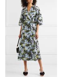 Les Rêveries Floral Print Silk De Chine Wrap Dress