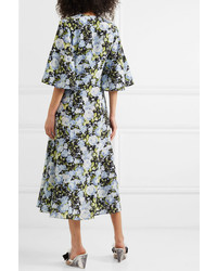 Les Rêveries Floral Print Silk De Chine Wrap Dress