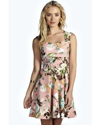 Boohoo Lindsay Floral Printed Skater Dress