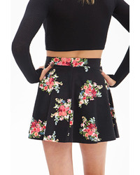 Forever 21 Clustered Floral Print Skater Skirt