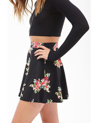 Forever 21 Clustered Floral Print Skater Skirt