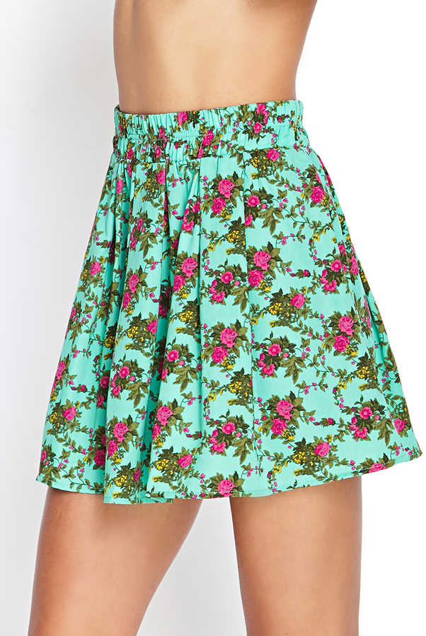 Forever 21 Floral Print Skater Skirt, $7 | Forever 21 | Lookastic