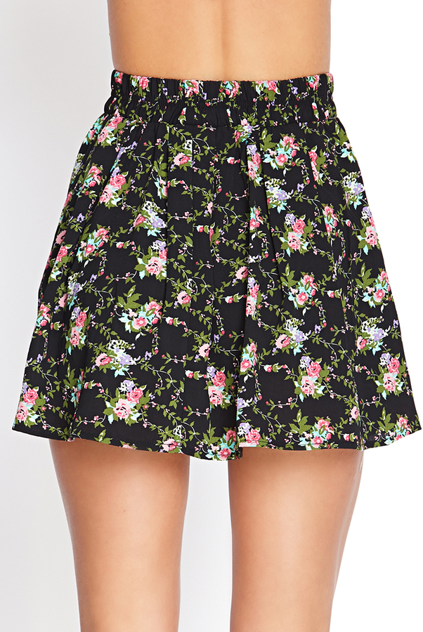 Forever 21 Floral Print Skater Skirt, $7 | Forever 21 | Lookastic