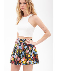 Forever 21 Pleated Floral Skater Skirt