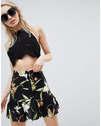 ASOS DESIGN Tropical Print Frill Hem Mini Skirt Co Ord