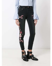 One Teaspoon Birds Of Paradise Embroidered Cropped Jeans