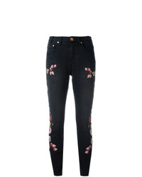 One Teaspoon Birds Of Paradise Embroidered Cropped Jeans