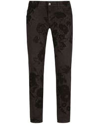 Dolce & Gabbana Rose Print Skinny Jeans