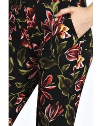 Boohoo Isabelle Floral Pocket Textured Crepe Trousers