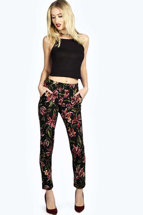 Floral Print Super Skinny Trousers – Bolongaro Trevor