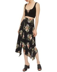 Topshop Floral Midi Skirt
