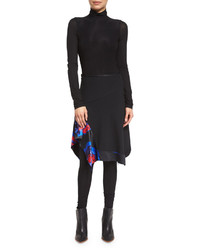 DKNY Floral Trim A Line Skirt Black