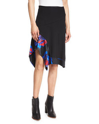 DKNY Floral Trim A Line Skirt Black