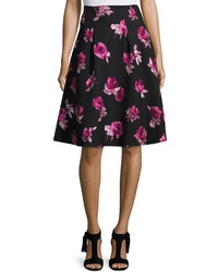 Kate Spade New York Floral Stretch Crepe A Line Skirt Black