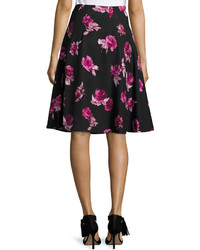 Kate Spade New York Floral Stretch Crepe A Line Skirt Black