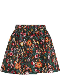 RED Valentino Redvalentino Floral Print Taffeta Mini Skirt Black