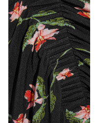 Preen by Thornton Bregazzi Shirley Ruched Floral Print Stretch Jersey Midi Skirt Black