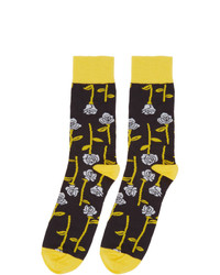 Opening Ceremony Black And Yellow All Over Roses Socks