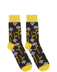 Opening Ceremony Black And Yellow All Over Roses Socks
