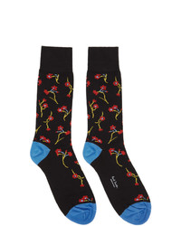 Paul Smith Black Aster Floral Socks