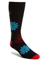 Lorenzo Uomo Floral Socks Black One Size
